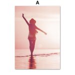 Toile de peinture de paysage de mer, affiche de coucher de soleil, tableau d'art mural de plage rose, ... Toile de peinture de paysage de mer, affiche de coucher de soleil, tableau d'art mural de plage rose, ...