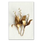 Toile de peinture de plantes et de feuilles dores, mode nordique moderne, affiche de bureau, salon, ...