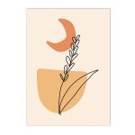 Toile de peinture simple feuille vintage, affiche abstraite soleil lune boho, gomtrie, art mural, photos, ...