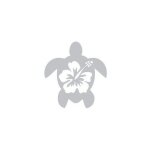 Tortue hibiscus autocollant gris - taille : 17 cm