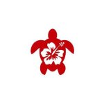 Tortue hibiscus autocollant rouge - taille : 8 cm