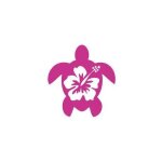 Tortue hibiscus autocollant violet - taille : 4 cm