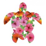 Tortue hibiscus couleur autocollant stickers - taille : 8 cm