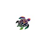 Tortue hibiscus multicouleur autocollant stickers 8 - 1 - taille : 12 cm