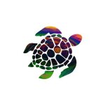 Tortue hibiscus multicouleur autocollant stickers 8 - 1 - taille : 8 cm