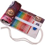 Trousse pour 72 crayon de couleur, trousse a crayon enroulable 72 trous, sac de rangement en tissu (les ...