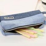 Trousse a crayons en toile bleu fonc durable pour voyage, cosmtiques et papeterie - format compact ...