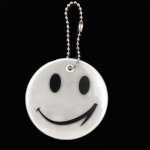 Visage blanc1 - chandelle r�fl�chissante avec visage souriant, pour cl�, accessoire de s�curit� sur la ...