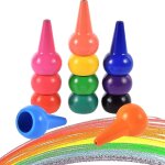 Wax crayons 12 colors 3d palm grip crayons stackable painting pencil sticks for toddlers kids boys and ...