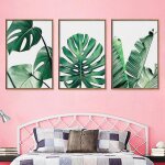 Wekity botanical wall art prints set of 3 tropical leaves canvas decor plant leaf boho wall decor pictures ...