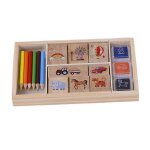 Wood stamp set stamping for scrapbooking embellishment educational toys