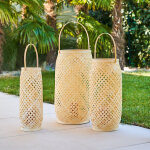 Atmosphera lot de 3 lanternes d'int�rieur noor beige h. 52 cm hesp�ride