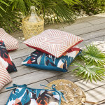 Atmosphera coussin d�co d'int�rieur et d'ext�rieur deyo motif feuilles bleu canard 40 x cm - polyester ...