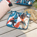 Atmosphera galette de chaise carr�e deyo motif feuilles 38 x 2 cm - polyester hesp�ride