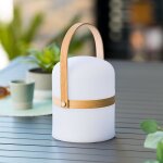 Atmosphera lampe d'extrieur kiara rechargeable usb avec anse en bois blanc h. 26, 5 cm hespride