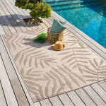 Atmosphera tapis d'extrieur cayo motif feuilles lin 230 x 160 cm - polypropylne hespride