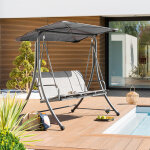 Balancelle de jardin lako graphite ardoise 204 x 110 177 cm - acier trait poxy, polyester, texaline ...