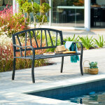 Banc de jardin alvernia noir 3 places - acier trait poxy, traitement antirouille renforc hespride ...