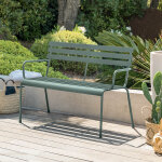 Banc de jardin greensboro vert olive 2 places - acier trait poxy, traitement antirouille renforc hespride ...