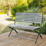 Banc de jardin pliant olbia graphite 2 places - acier trait poxy, traitement antirouille renforc hespride ...