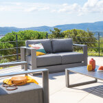 Canap� de jardin allure graphite gris zebrano 2 places - aluminium trait� �poxy, polyester hesp�ride
