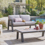 Canap� de jardin axiome praline beige 2 places - aluminium trait� �poxy, polyester hesp�ride