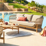 Canap� de jardin deona taupe acacia 3 places - certifi� fsc�, polyester hesp�ride
