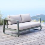Canap� de jardin domilly beige / vert laurier 2 places - ol�fine, aluminium trait� �poxy hesp�ride