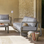 Canap� de jardin domilly caf� 2 places - aluminium trait� �poxy, ol�fine hesp�ride