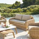Canap� de jardin manissa honey beige 2 places - aluminium trait� �poxy, polyester hesp�ride