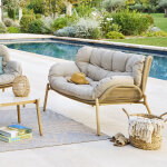 Canap� de jardin meloane beige 2 places - acier trait� �poxy, polyester hesp�ride