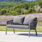 Canap� de jardin oriengo anthracite graphite 2 places - aluminium trait� �poxy, polyester hesp�ride