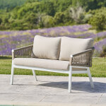 Canap� de jardin oriengo taupe blanc 2 places - aluminium trait� �poxy, polyester hesp�ride