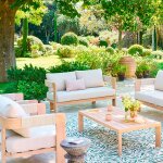 Canap� de jardin oryna beige / honey 2 places - polyester, aluminium trait� �poxy hesp�ride
