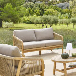 Canap� de jardin papouasie acacia 2 places - polyester, certifi� fsc� hesp�ride