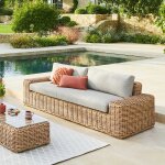 Canap� de jardin savinia tahini 3 places - aluminium trait� �poxy, r�sine tress�e synth�tique hesp�ride ...