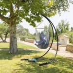 Chaise de d�tente suspendue cuenca gris perle coton naturel, bois certifi� fsc� hesp�ride