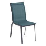 Chaise de jardin empilable axant bleu canard graphite aluminium traité époxy, texaline hespéride Chaise de jardin empilable axant bleu canard graphite aluminium traité époxy, texaline hespéride
