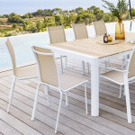 Chaise de jardin empilable axant lin blanc aluminium traité époxy, texaline hespéride Chaise de jardin empilable axant lin blanc aluminium traité époxy, texaline hespéride