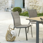 Chaise de jardin empilable axant wengé praline aluminium traité époxy, texaline hespéride Chaise de jardin empilable axant wengé praline aluminium traité époxy, texaline hespéride