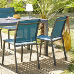 Chaise de jardin empilable essentia bleu canard graphite aluminium trait� �poxy, texaline hesp�ride
