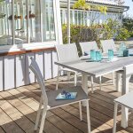 Chaise de jardin empilable essentia galet blanc aluminium traité époxy, texaline hespéride Chaise de jardin empilable essentia galet blanc aluminium traité époxy, texaline hespéride