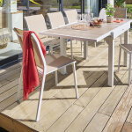 Chaise de jardin empilable essentia lin blanc aluminium traité époxy, texaline hespéride Chaise de jardin empilable essentia lin blanc aluminium traité époxy, texaline hespéride