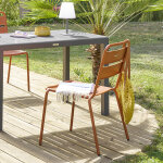 Chaise de jardin empilable phuket ambre acier trait poxy, traitement antirouille renforc hespride ...