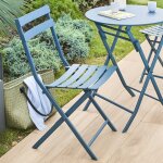 Chaise de jardin pliante greensboro p�trole acier trait� �poxy, traitement antirouille renforc� hesp�ride ...