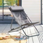 Chilienne de jardin empilable pliable mirael anthracite / graphite 3 positions - acier trait� �poxy, ...