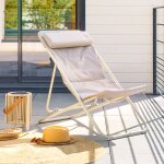 Chilienne de jardin empilable pliable mirael lin / argile 3 positions - acier trait� �poxy, traitement ...