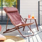 Chilienne de jardin empilable pliable mirael marron acajou 3 positions - acier trait� �poxy, traitement ...