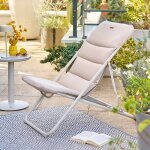 Chilienne de jardin pliable nillia lin / argile 3 positions - acier trait� �poxy, traitement anti - rouille ...