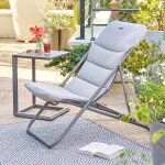 Chilienne de jardin pliable nillia noisette / caf� 3 positions - acier trait� �poxy, traitement anti ...